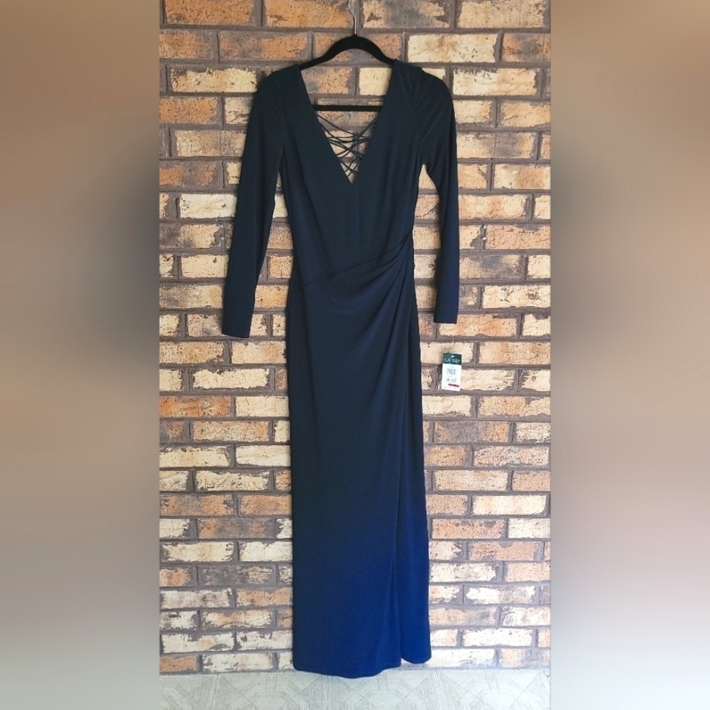 Lauren Ralph Lauren Stretch Satin Criss Cross Back In Lighthouse Navy